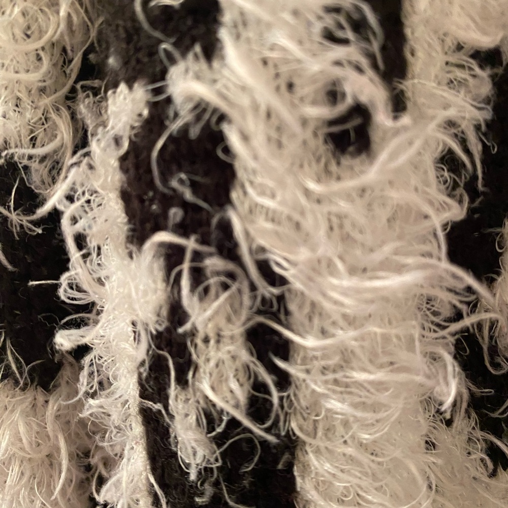 New Directions Black and White Fuzzy Cardigan - Picture 4 of 5
